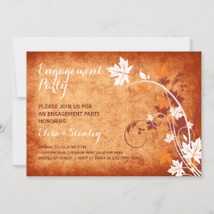 Maple leaves orange fall wedding engagement party invitation