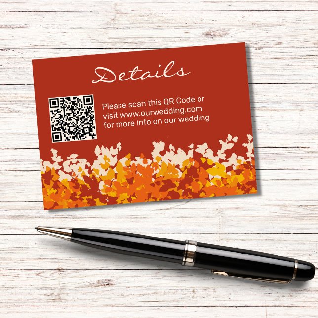 Maple Leaves Orange & Terracotta Autumn Wedding Enclosure Card (Creator Uploaded)