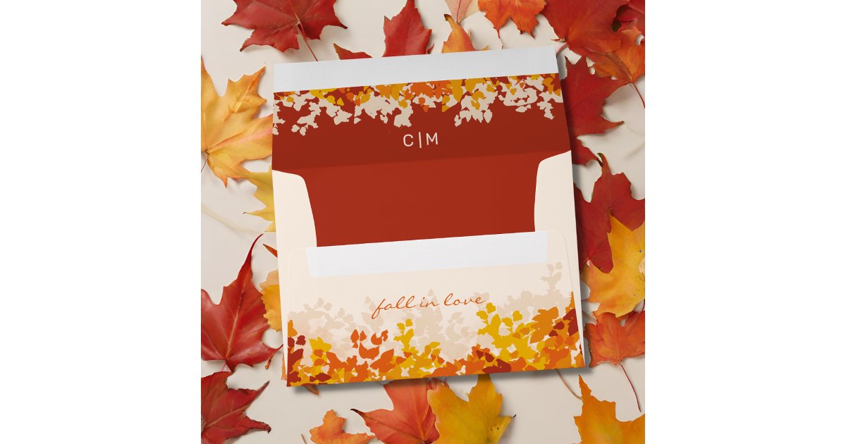 Maple Leaves Orange & Terracotta Autumn Wedding Envelope | Zazzle