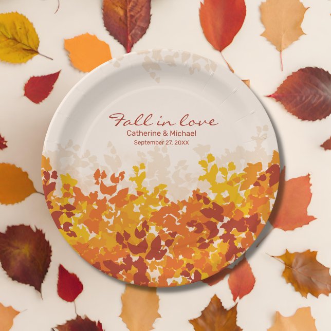 Maple Leaves Orange & Terracotta Autumn Wedding Paper Plates (Creator Uploaded)