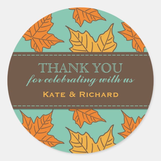 Maple Leaves Pattern Wedding Favor Stickers (Front)