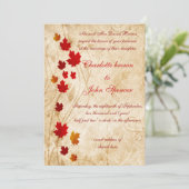 Maple leaves Rustic fall wedding Invitation (Standing Front)