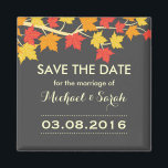 Maple Leaves Save The Date Autumn Wedding Magnet<br><div class="desc">Save the date magnet with maple leaves falling. Perfect for autumn wedding reception. Vibrant and bright colors of the fall season. Personalize the wording for any occasion with autumn theme. Bridal shower,  baby shower,  birthday,  engagement party or anything. Great as party favors also.</div>