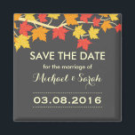 Maple Leaves Save The Date Autumn Wedding Magnet<br><div class="desc">Save the date magnet with maple leaves falling. Perfect for autumn wedding reception. Vibrant and bright colors of the fall season. Personalize the wording for any occasion with autumn theme. Bridal shower,  baby shower,  birthday,  engagement party or anything. Great as party favors also.</div>