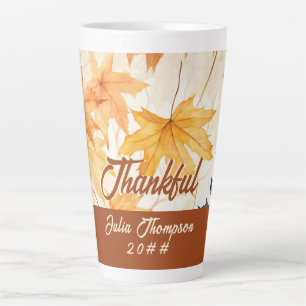 Maple Leaves Thankful Thanksgiving Brunch Dinner Latte Mug