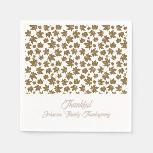 Maple Leaves Thankful Thanksgiving Brunch Dinner Napkins