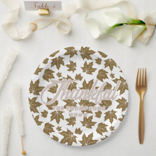 Maple Leaves Thankful Thanksgiving Brunch Dinner Paper Plates