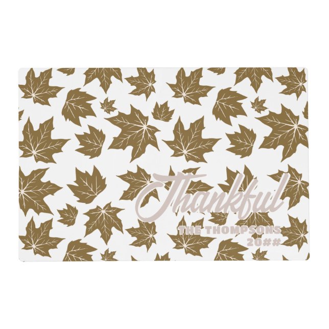 Maple Leaves Thankful Thanksgiving Brunch Dinner Placemat (Front)