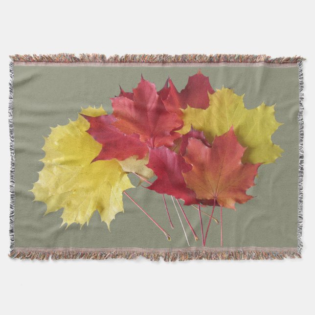 Maple Leaves Throw Blanket (Front)