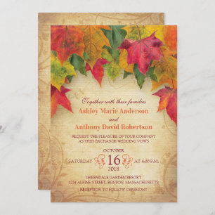 Maple Leaves Wedding Invitation Fall Autumn