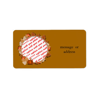 Maple Leaves with Pumpkin Frame on Autumn Brown Label