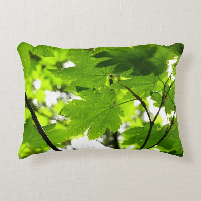 Maple Leaves with Raindrops Decorative Pillow (Front)