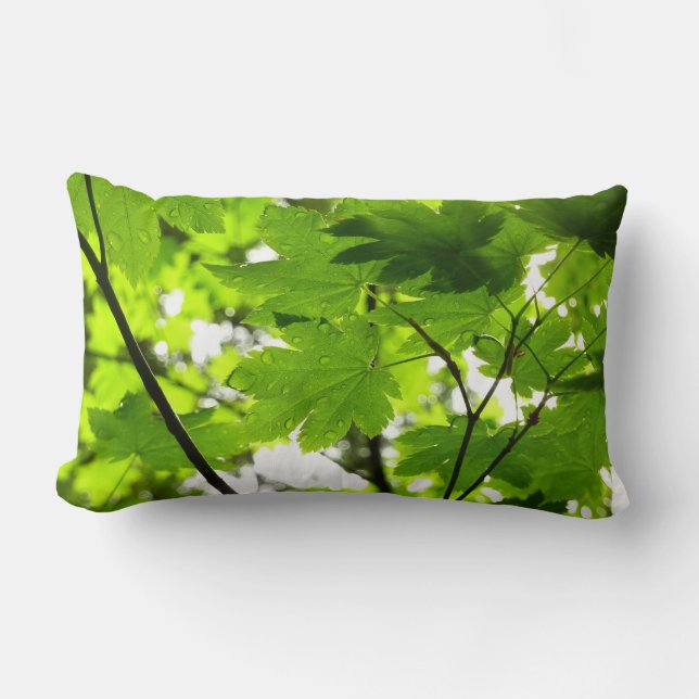 Maple Leaves with Raindrops Lumbar Pillow (Front)