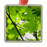 Maple Leaves with Raindrops Metal Ornament
