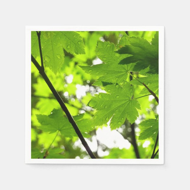 Maple Leaves with Raindrops Napkins (Front)
