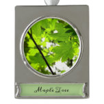 Maple Leaves with Raindrops Silver Plated Banner Ornament