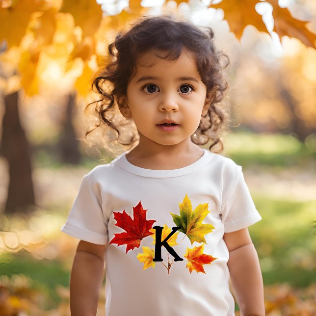 maple leaves  with  your bold letter toddler t-shirt (Creator Uploaded)