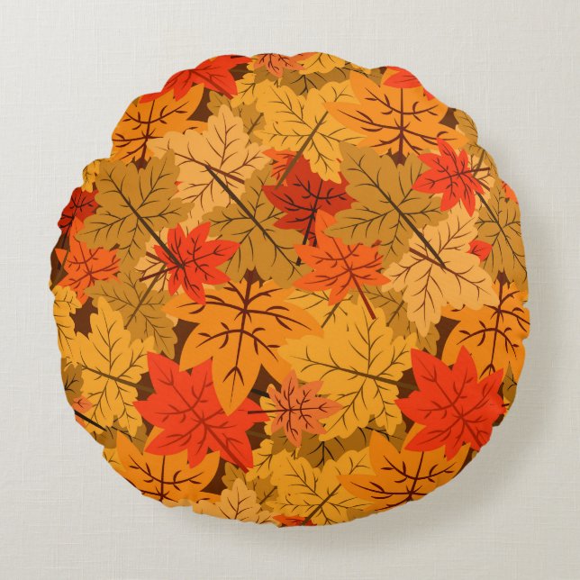 Maple Leves Round Pillow (Front)