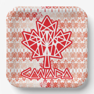 MAPLE MADE WITH TRIANGLES CANADA FLAG BY MASANSER PAPER PLATES