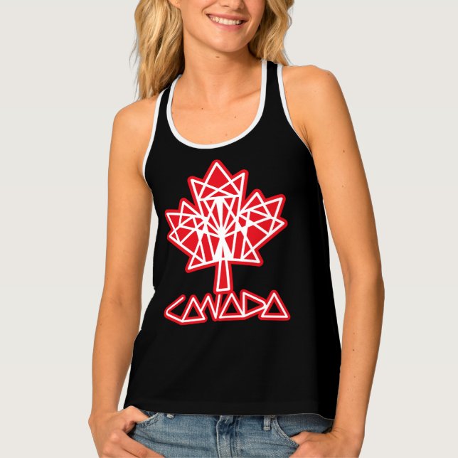 MAPLE MADE WITH TRIANGLES CANADA FLAG BY MASANSER TANK TOP (Front)