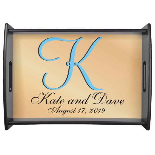 Maple Monogram Tan Brown Serving Tray (Front)