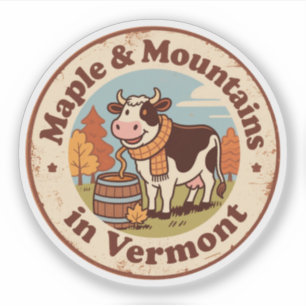 Maple & Mountains_ Vermont Autumn-Inspired Artwork Sticker