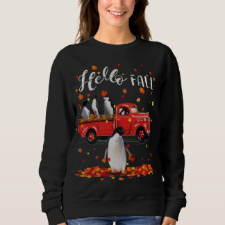 Maple Penguins Leaf Fall Autumn Red Truck Sweatshirt