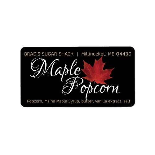 Maple Popcorn Black Product Label Ingredients Leaf