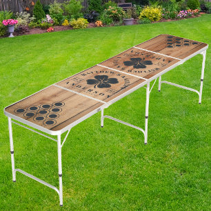 Maple Rough Cut Irish Lucky Clover Wedding Crest Beer Pong Table