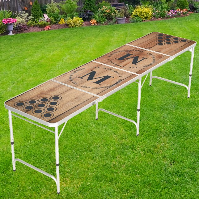 Maple Rough Cut Modern Circle Monogram Beer Pong Table (Creator Uploaded)