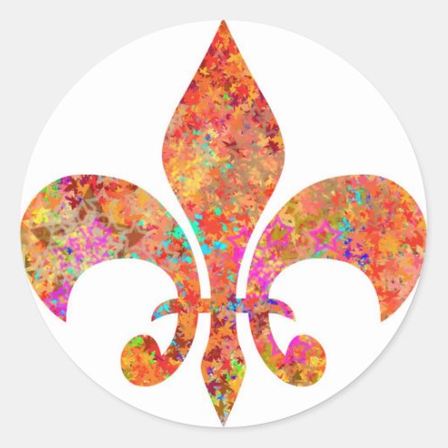 Maple Star Designer Fleur_de_Lis Classic Round Sticker