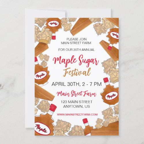 Maple Sugar Festival Syrup Candy Maine Canada Pie Invitation