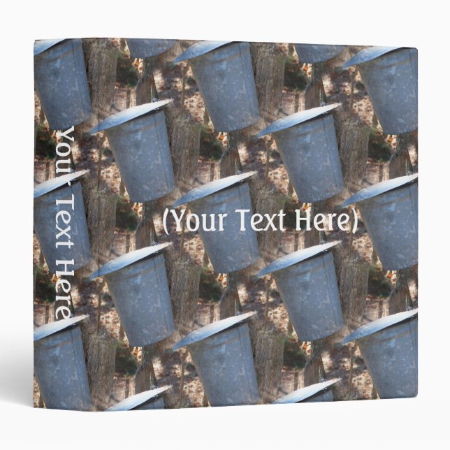 Maple Sugar Sap Bucket Nature Pattern 3 Ring Binder (Front/Spine)