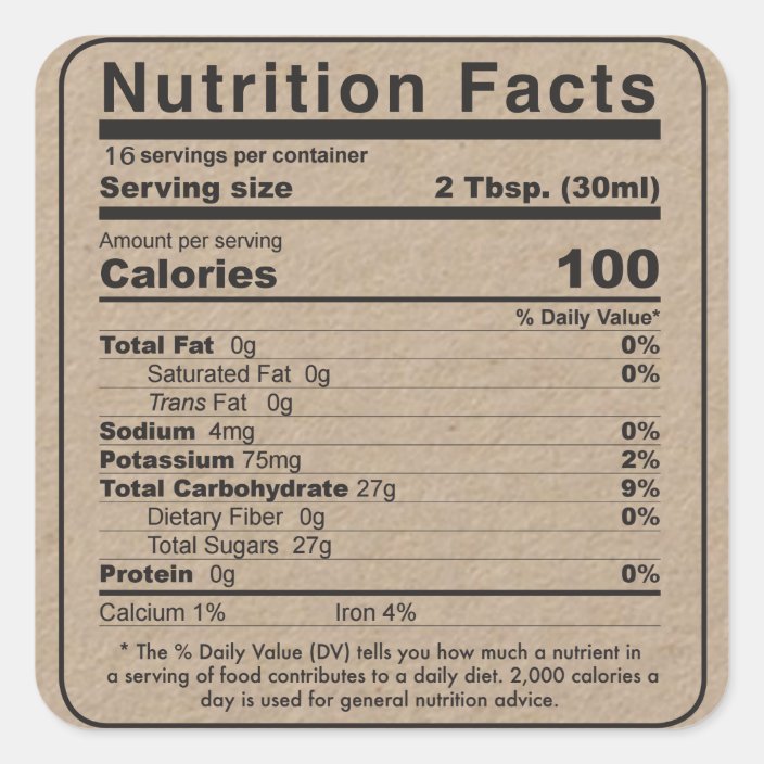 Maple Syrup 2020 Nutrition Facts Label (Kraft) | Zazzle.com