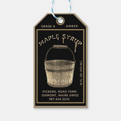 Maple Syrup and Nutrition Facts Vintage Sap Bucket Gift Tags