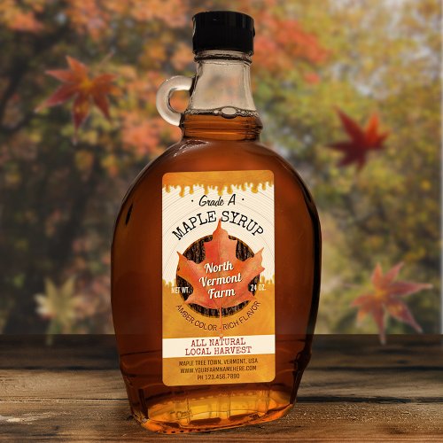 Maple Syrup Autumn Leaf Business Jar Custom Label