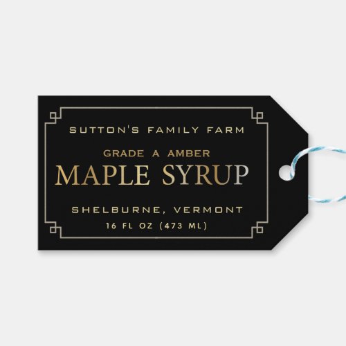 Maple Syrup Black and Gold Border product tag