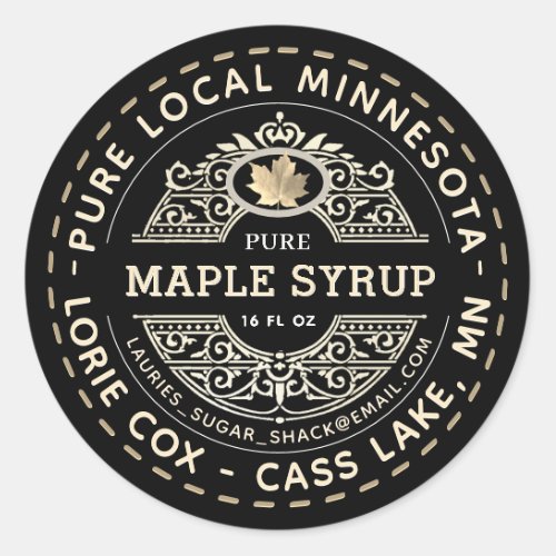 Maple Syrup Black Gold Ornate Label