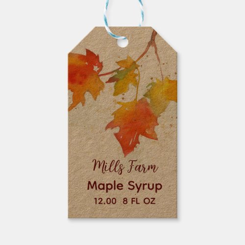 Maple Syrup Bottle Tag Leaves Business Sale