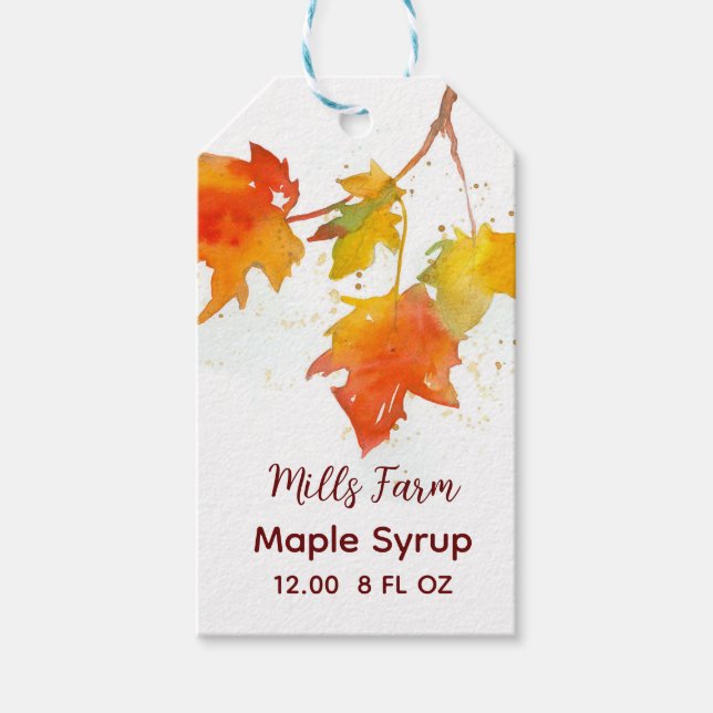 Maple Syrup Bottle Tag Leaves Business Sale (Front)
