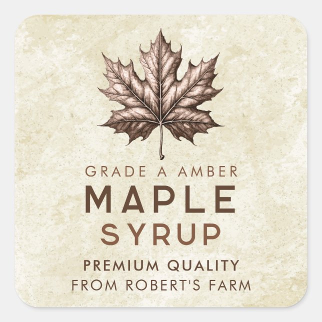 Maple syrup canning label with leaf (Front)