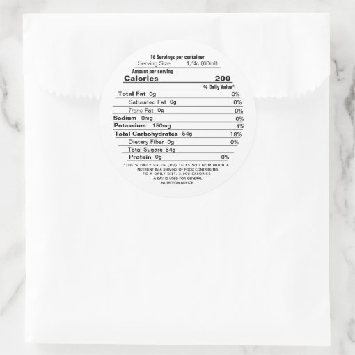 Maple Syrup Circular Nutrition Facts Label 2020 | Zazzle