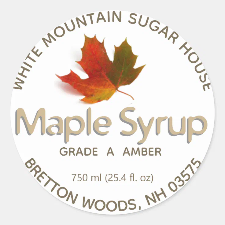 Maple Syrup Colorful Maple Leaf Custom Label | Zazzle