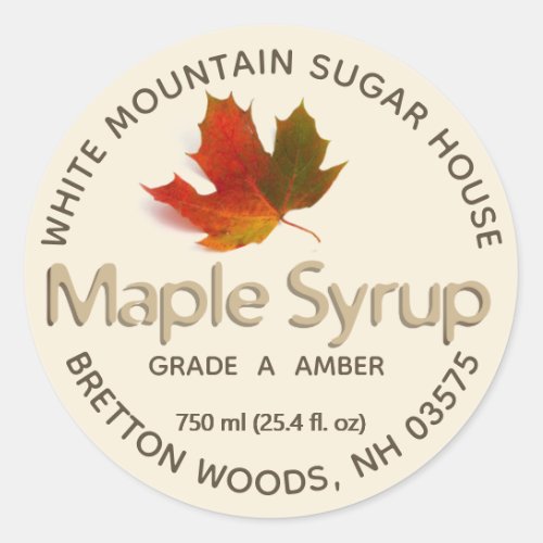 Maple Syrup Colorful Maple Leaf Custom Label