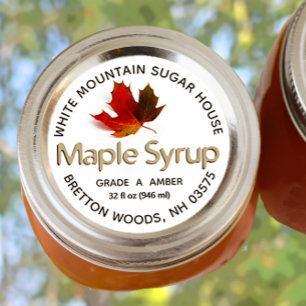 Maple Syrup Colorful Maple Leaf Custom Label