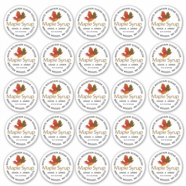 Maple Syrup Colorful Maple Leaf Custom Label 2.5" (Front)