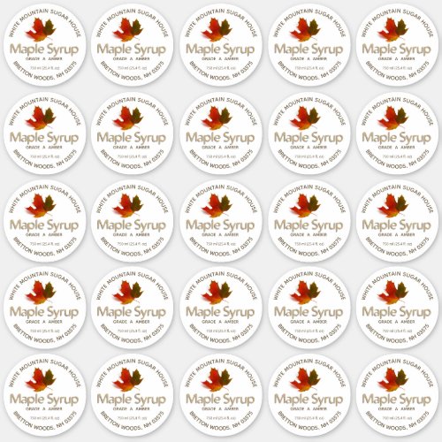 Maple Syrup Colorful Maple Leaf Custom Label 25