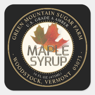 Maple Syrup Colorful Maple Leaf Dotted Border Square Sticker