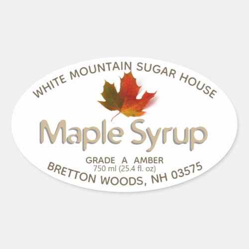 Maple Syrup Colorful Maple Leaf Large Oval Label