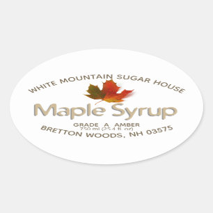 Maple Syrup Colorful Maple Leaf Large Oval Label